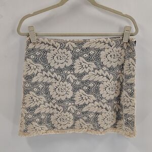 Anthropologie Judith March cream brocade lace overlay mini skirt size large